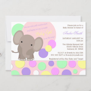 Baby Girl Elephant Dusche Einladung