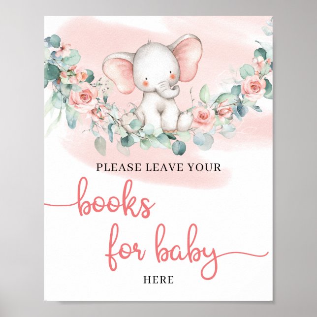 Baby Girl Elephant Eukalyptus Bücher für Baby Poster (Vorne)