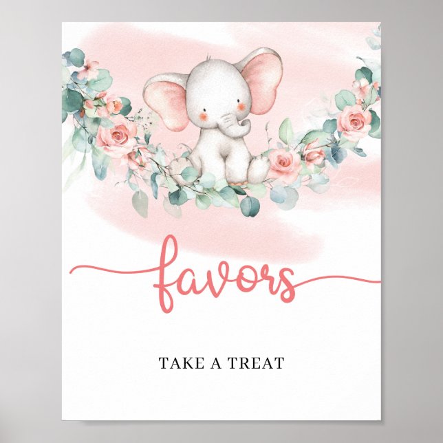 Baby Girl Elephant Eukalyptus-Kranz-Zeichen Poster (Vorne)