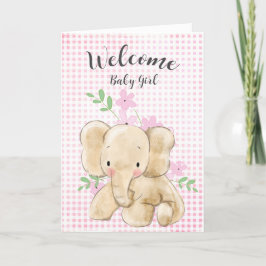 Baby Girl Elephant Glückwunsch Karte