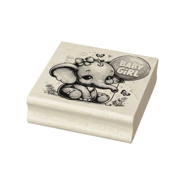Baby Girl Elephant Gummistempel (Stempel)