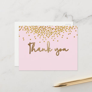 Baby Girl ersten Geburtstag Gold Konfetti Blush Pi Postkarte