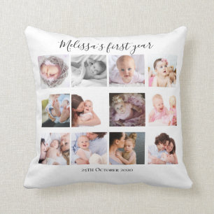 Baby Girl Erstes Jahr Foto Collage Geschenk nach M Kissen