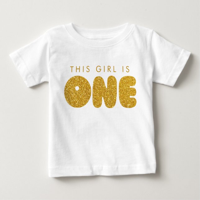 Baby Girl Erstgeburt Outfit Golden One Baby T-shirt (Vorderseite)
