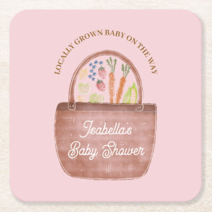 Baby Girl Farmer's Market Babyparty-Einladung Rechteckiger Pappuntersetzer