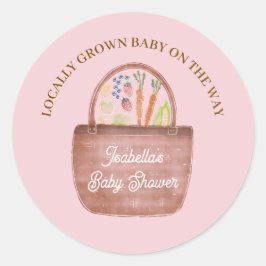 Baby Girl Farmer's Market Babyparty-Einladung Runder Aufkleber
