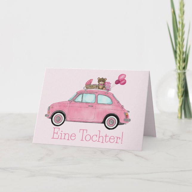 Baby Girl Fiat 500 deutsche Glückwünsche Karte (Vorderseite)