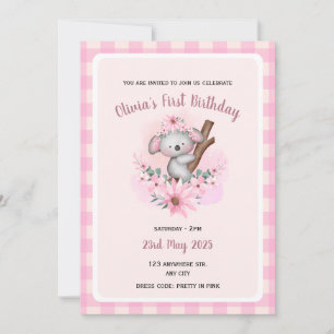 Baby Girl First Birthday Einzigartig pink Einladung
