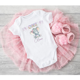 Baby Girl First Birthday Name Elephant Niedlich On Strampler