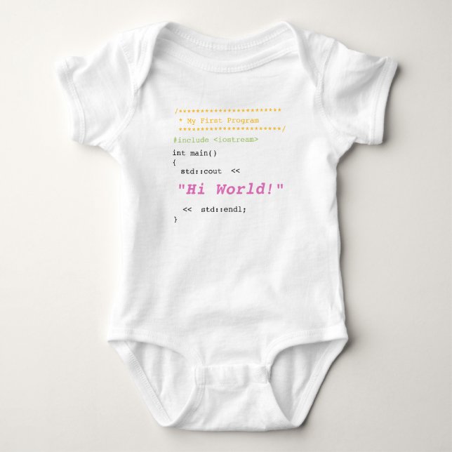 Baby Girl First C++ Programm Strampler (Vorderseite)