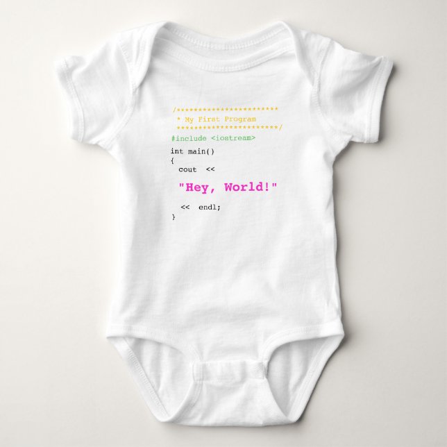 Baby Girl First C++ Programm Strampler (Vorderseite)
