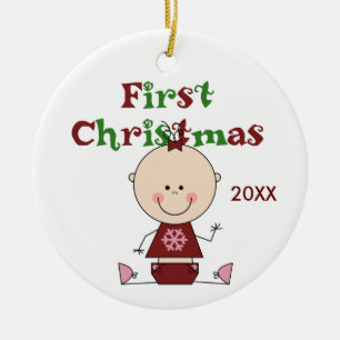Baby Girl First Christmas Dated Ornament