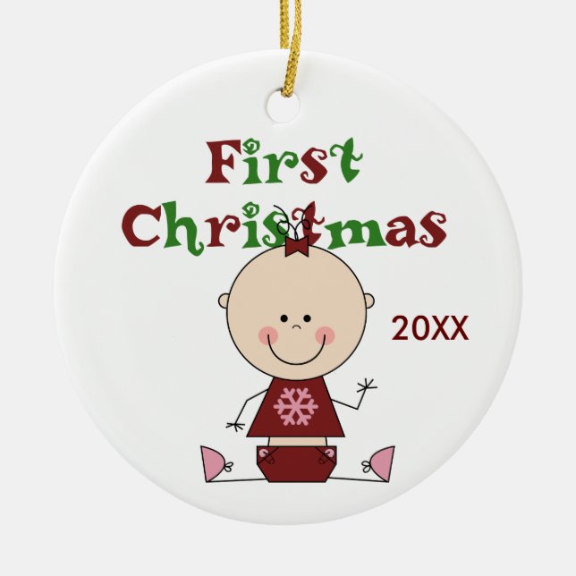 Baby Girl First Christmas Dated Ornament (Vorne)