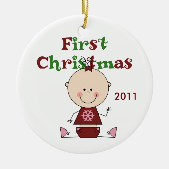 Baby Girl First Christmas Dated Ornament (Vorne)