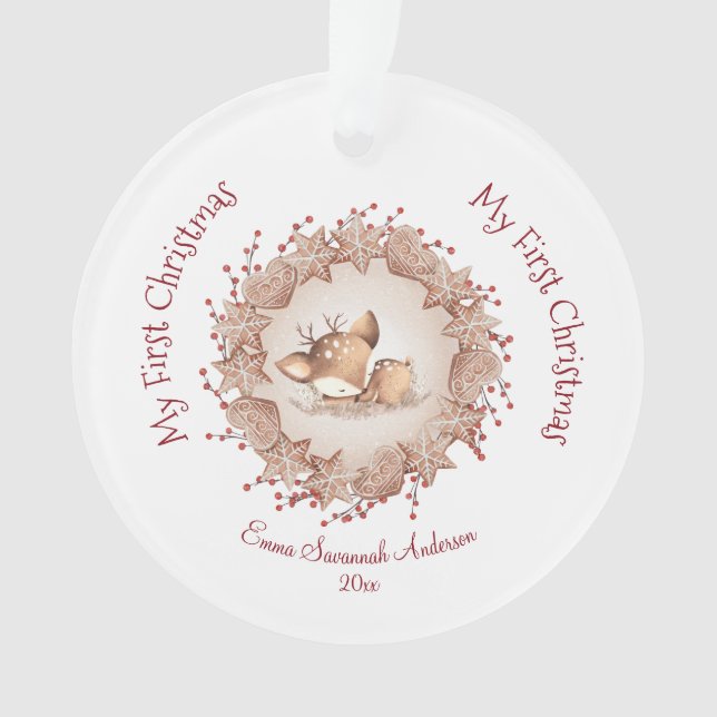 Baby Girl First Christmas Name Ornament (Vorderseite)