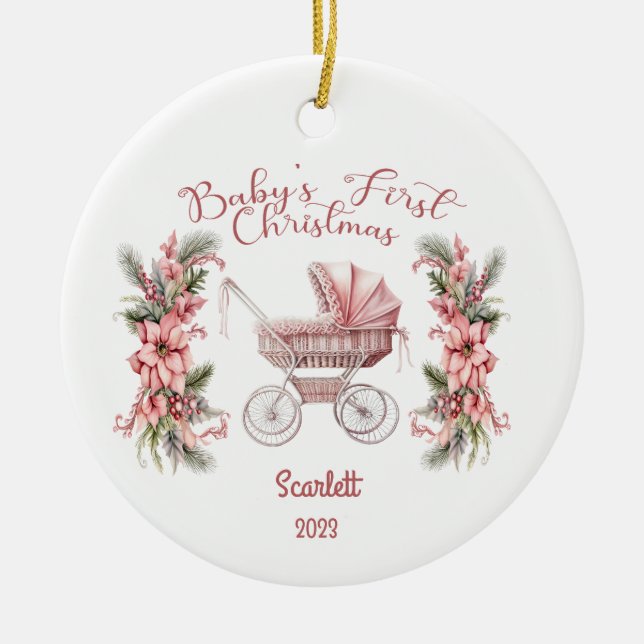 Baby Girl First Christmas Ornament (Vorne)