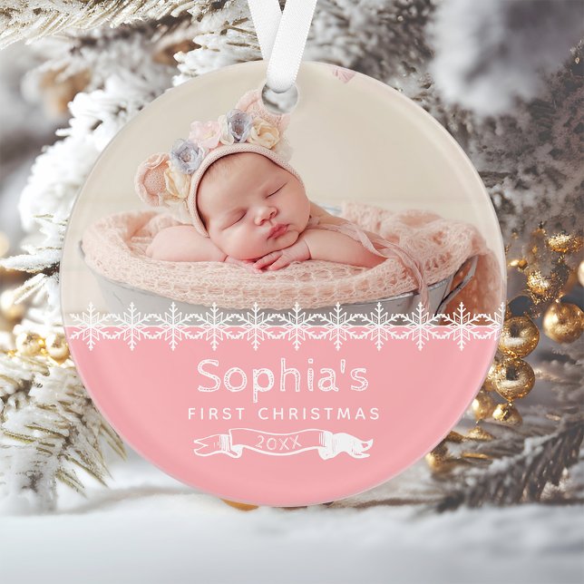 Baby Girl First Christmas Personalisiertes Foto Pi Ornament (Von Creator hochgeladen)