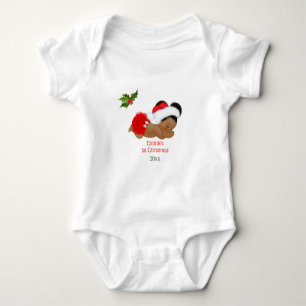 Baby Girl First Christmas Red Weihnachtsmannmütze Baby Strampler