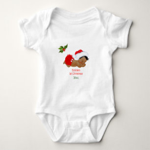 Baby Girl First Christmas Red Weihnachtsmannmütze Baby Strampler