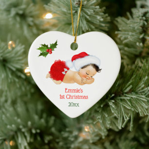 Baby Girl First Christmas Red Weihnachtsmannmütze  Keramik Ornament