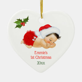Baby Girl First Christmas Red Weihnachtsmannmütze Keramik Ornament