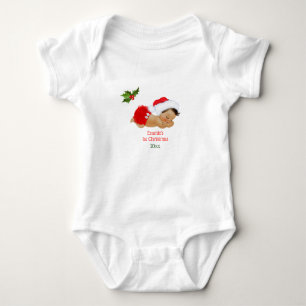 Baby Girl First Christmas Red Weihnachtsmannmütze Strampler