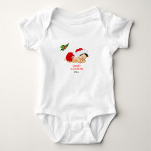 Baby Girl First Christmas Red Weihnachtsmannmütze Strampler