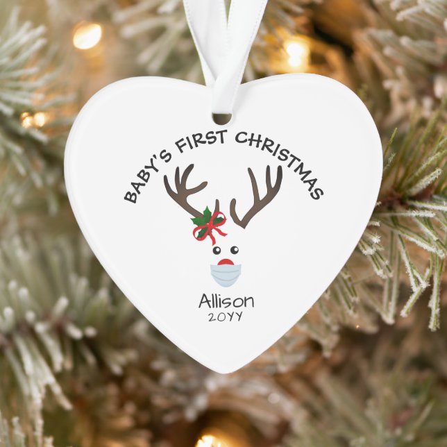 Baby Girl First Christmas Rentier Personalisiert Ornament (Baum)
