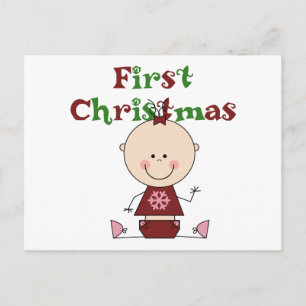 Baby Girl First Christmas T - Shirt und Geschenke Feiertagspostkarte