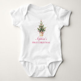 Baby Girl First Christmas Tree Baby Strampler