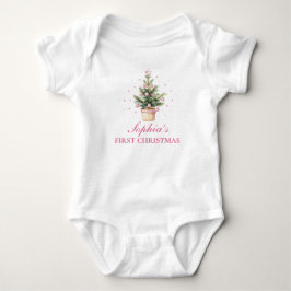 Baby Girl First Christmas Tree Strampler