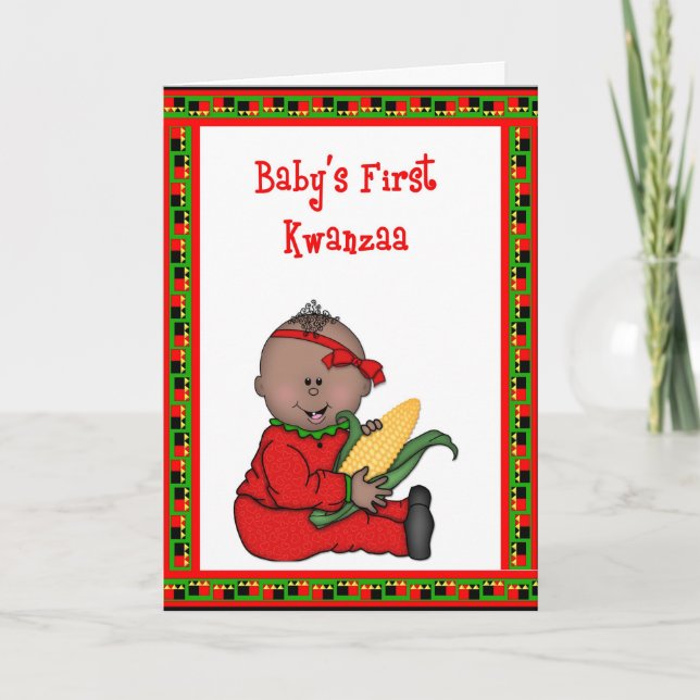 Baby Girl First Kwanzaa Grußkarte Feiertagskarte (Vorderseite)