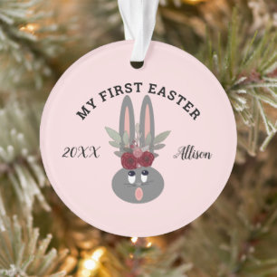 Baby Girl First Oaster Pink Bunny Personalisiert Ornament