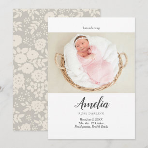 Baby Girl Floral Geburtsankündigung Postkarte