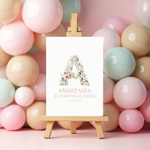 Baby Girl Floral Personalisiert Name und Geburtsda Poster