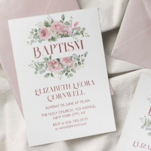 Baby Girl Floral Wreath Taufe Einladung