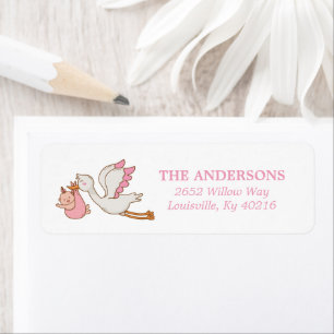 Baby Girl Flying Stork Pink Cute Baby Shower