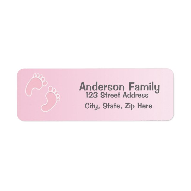 Baby Girl Foot Print Pink Address Label (Vorne)