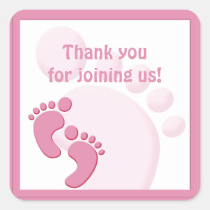 Baby Girl Footprint Kleines Gastgeschenk Quadratischer Aufkleber