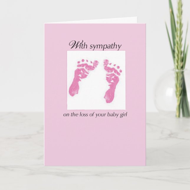 Baby Girl Footprints Beileid Fehlgeburt Karte (Vorderseite)