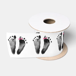 Baby Girl Footprints mit Bow Satinband