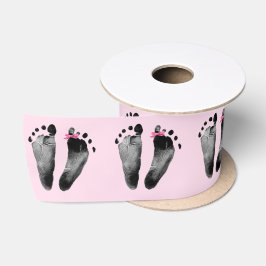 Baby Girl Footprints mit Bow Satinband