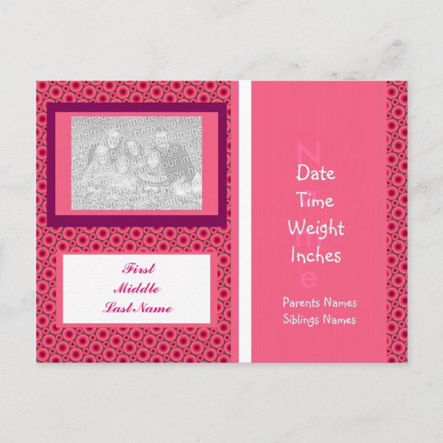 Baby Girl Foto-Ankündigungsvorlage Ankündigungspostkarte (Vorderseite)