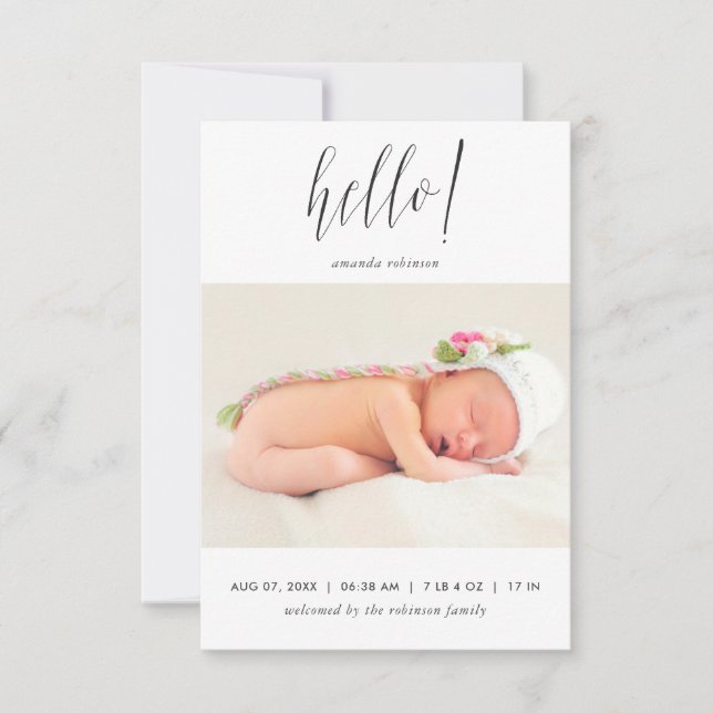 Baby Girl Foto Geburtserklärung Ankündigung (Vorderseite)