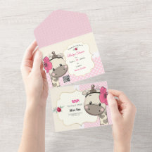 Baby-Girl-Giraffe-Shower-Einladung in einem