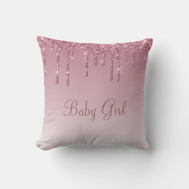 Baby Girl Glitzer Girly Hübsch Bling Typografie Kissen (Vorderseite)