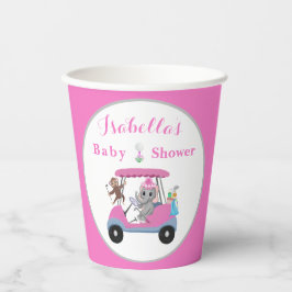 Baby Girl Golfing Elephant & Monkey Dusche Pappbecher