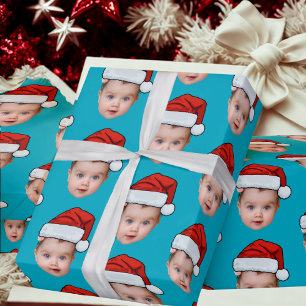 Baby Girl Head Gesicht Foto Weihnachtsmannmütze Xm Geschenkpapier