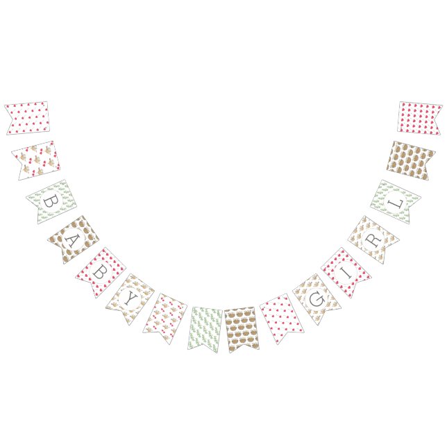 Baby Girl Illustriert Baby Dusche Wimpelkette (Alle)