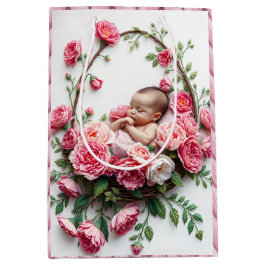 Baby Girl in a Carnation Cradle Januar's Tender Mittlere Geschenktüte